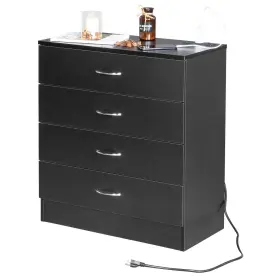 Ubesgoo 584668712302 4 Drawers Dresser With Charging Station Black