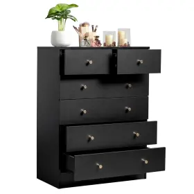 Ubesgoo 680358105758 6 Drawer Wood Dresser For Bedroom Black