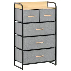 Us01-831404v80lg Uirio 5-drawer Dresser Tower Chest Of Drawers Organizer With Steel Frame Light Grey