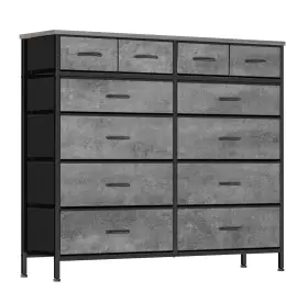 Vasicar 694485241081 Gray Dresser For Bedroom With 12 Deep Drawers Wide Chest Of 55 Inch Woo