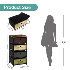 Vasicar 741365425861 Nightstand With 4 Drawers Clothes Storage Organizer Small Fabric Dresser Fo #2