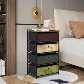 Vasicar 741365425861 Nightstand With 4 Drawers Clothes Storage Organizer Small Fabric Dresser Fo #3