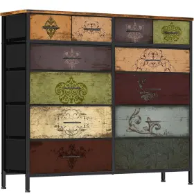 Vasicar 741365425939 Dresser For Bedroom With 12 Drawers Tall Fabric Drawer Chest Of Dra