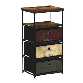 Vasicar 792671260424 Storage Drawer Units 3 Drawers Nightstand With Shelves Small Fabric D
