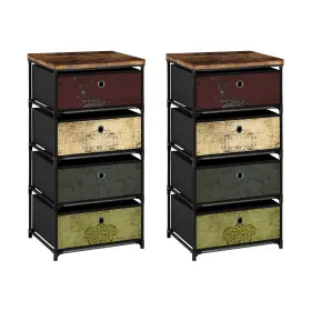 Vasicar 792671260448 Set Of 2 Nightstands With 4 Drawers Beside Table Clothes Organizer Storage