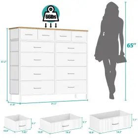 Vasicar 792671260684 Compact 12 Drawers Dresser For Bedroom Fabric Storage Tower Chest Of Drawer #3