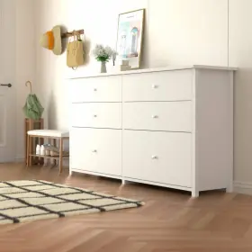 Hp0202-06wh1-v Veikous Chest Of Drawer 56 Inch Changeable Knobs Durable Particle Board In White #2