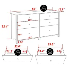 Hp0202-06wh1-v Veikous Chest Of Drawer 56 Inch Changeable Knobs Durable Particle Board In White #3