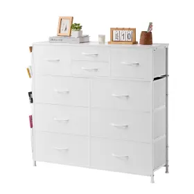 Vevor 197988131632 10 Drawer Dresser Fabric Storage Drawers Bins And Steel Frame White