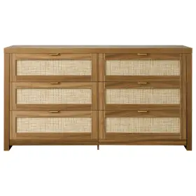 Vevor 197988170631 6 Drawer Rattan Dresser Double For Bedroom Natural Chest Of Dra