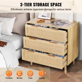 Vevor 197988771555 Rattan Drawer Dresser Natural Closet 3 Drawers For Bedroom #2 Vevor 197988771555 Rattan Drawer Dresser Natural Closet 3 Drawers For Bedroom #2