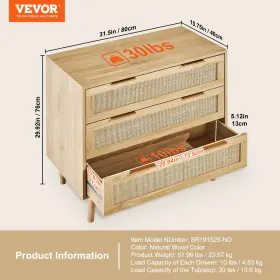 Vevor 197988771555 Rattan Drawer Dresser Natural Closet 3 Drawers For Bedroom Vevor 197988771555 Rattan Drawer Dresser Natural Closet 3 Drawers For Bedroom