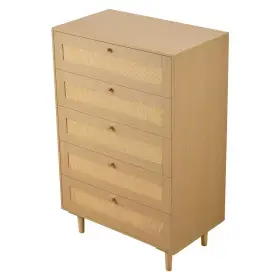Vevor 445031894823 5 Drawer Rattan Dresser Modern Closet For Bedroom Natural Chest