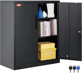 C1-eta-9005sl Vevor Metal Storage Cabinet 2 Magnetic Doors Shelves 200 Lbs Capacity