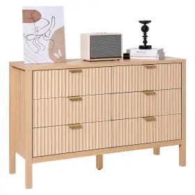 Xdblkctj2l6cdwdyq001 Vevor 6 Fluted Drawer Dresser Wooden Chest Of Drawers With Sliding And Anti-tip