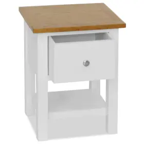 247121 Vidaxl Nightstand White And Brown Solid Oak Wood Pinewood Mdf
