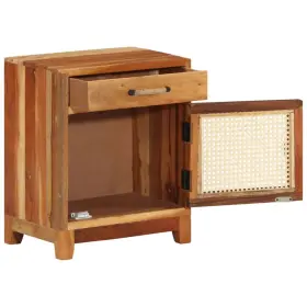 288094 Vidaxl Bedside Cabinet Multicolor Solid Reclaimed Wood Natural Cane Mdf