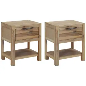 3057529 Vidaxl Nightstand Bedside Cabinet With Drawer Solid Wood Acacia