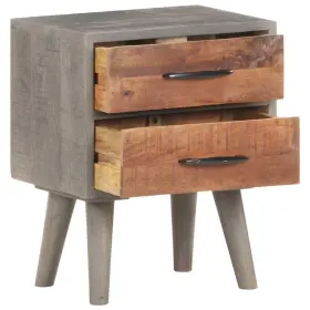 321806 Vidaxl Cabinet Accent Table With Storage Drawers Gray Solid Rough Wood Mango #2