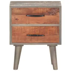 321806 Vidaxl Cabinet Accent Table With Storage Drawers Gray Solid Rough Wood Mango #3
