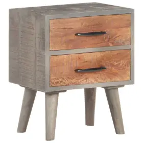 321806 Vidaxl Cabinet Accent Table With Storage Drawers Gray Solid Rough Wood Mango