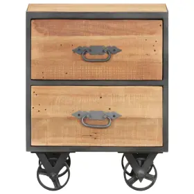 323513 Vidaxl Cabinet Bedside End Table Nightstand With 4 Wheels Solid Reclaimed Wood #3