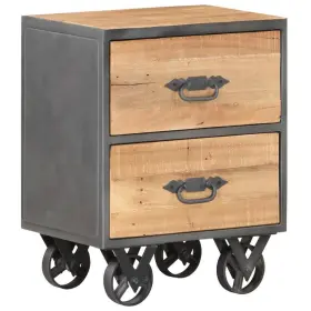 323513 Vidaxl Cabinet Bedside End Table Nightstand With 4 Wheels Solid Reclaimed Wood