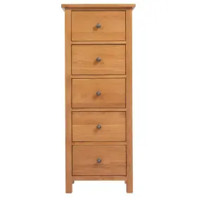 329924 Vidaxl Tall Chest Of Drawers Oak Solid Wood Mdf