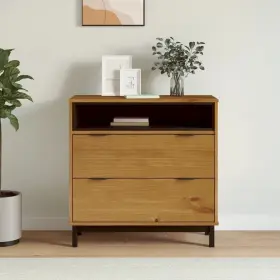 Vidaxl 721012107502 Drawer Cabinet Oak Solid Pine Wood Plastic Medium
