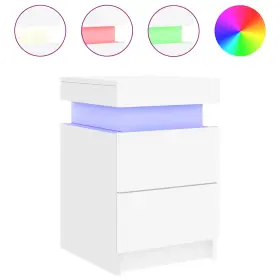 836749 Vidaxl Bedside Cabinet With Led Lights Storage Nightstand End Table Furniture