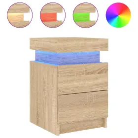 836753 Vidaxl Bedside Cabinet With Led Lights Storage Nightstand End Table Furniture