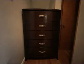 Viethoang Ltd 3659 Dark Brown 5-drawer Wood Chest Of Drawers With Metal Handles
