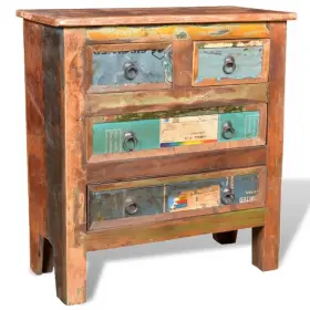 Vintage Cabinet Multicolor Reclaimed Solid Wood Medium Storage 718475882084