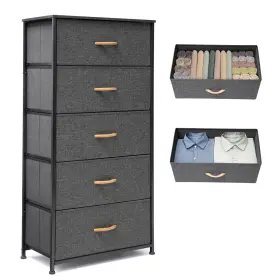 Vredhom 320848310261 Fabric Dresser For Bedroom Tall Skinny With 5 Wide Drawers Storage