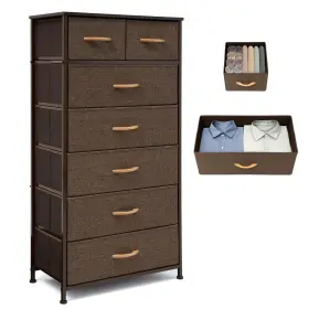 Vh-bs-hd024brn-po Vredhom Tall Dressers For Bedroom 7 Drawers Dresser Fabric Storage Closets U