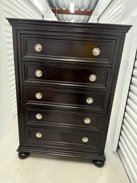 Hh510-p2 Walter Of Wabash 01016 5-drawer Black Wood Chest Drawers Metal Knob Handles