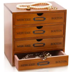 Ute-wesiti-307 Wesiti 4 Drawer Apothecary Cabinet - Vintage Wooden Desk Organizer Library Card Ca