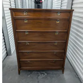 White Furniture 7506 5-drawer Medium Brown Wood Dresser Used 39x16x54in