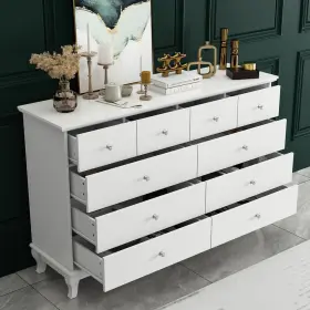 Tcht-kf330034-01 Wiawg Dresser 15.7 Inch X55.1 X35.4 10-drawer White Wood Heavy Duty Durable Indoor #2