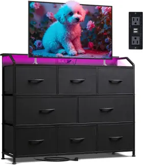 Wlive 313101648638 Led Dresser For Bedroom Black Tv Stand With Light