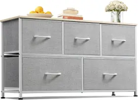 Wlive 744759189264 Dresser For Bedroom With 5 Drawers Wide Chest Of Fabric