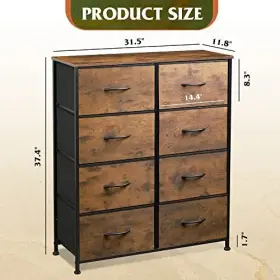 Asng023dhs2 Wlive Fabric Dresser For Bedroom Tall With 8 Drawers Storage Tower #3