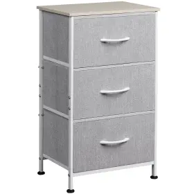Asng072lgr Wlive Nightstand With 3 Drawers Fabric Dresser Organizer Unit Storage