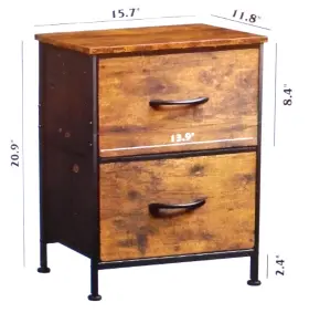Asng089 Wlive Lot Of 2 2-drawer Storage Cabinet Dresser Nightstand Fabric Wood Metal #2