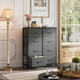 Asng100hh Wlive Tall /8 Drawers Storage Tower Fabric Bins Double Dresser Chest Closet Dark Gray #2