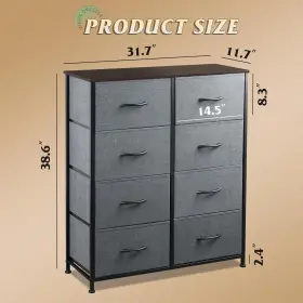 Asng100hh Wlive Tall /8 Drawers Storage Tower Fabric Bins Double Dresser Chest Closet Dark Gray #3
