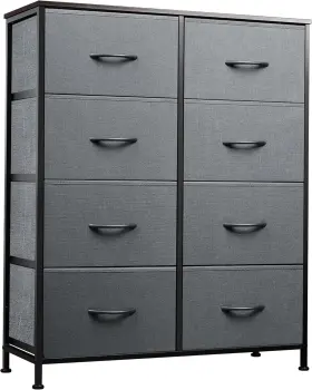 Asng100hh Wlive Tall /8 Drawers Storage Tower Fabric Bins Double Dresser Chest Closet Dark Gray