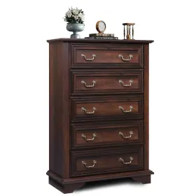 Asng121zx Wlive Farmhouse Dresser For Bedroom Tall Wood With 5 Drawer Chest Of Draw