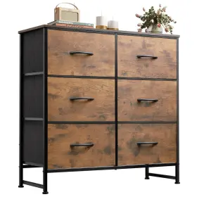 Hu-xi-105 Wlive 6 Drawer Dresser For Bedroom Fabric Double Storage Tower With F Hu-xi-105 Wlive 6 Drawer Dresser For Bedroom Fabric Double Storage Tower With F