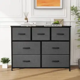 Wonder Comfort 744759426406 Freestanding Gray 7 Drawer 11.8 Inch Wide Chest Of Drawers Tower Tv Stand W